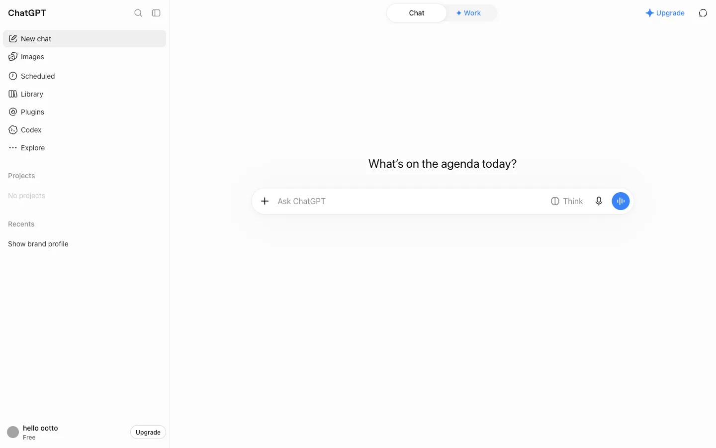 ChatGPT's home screen with Plugins in the left sidebar