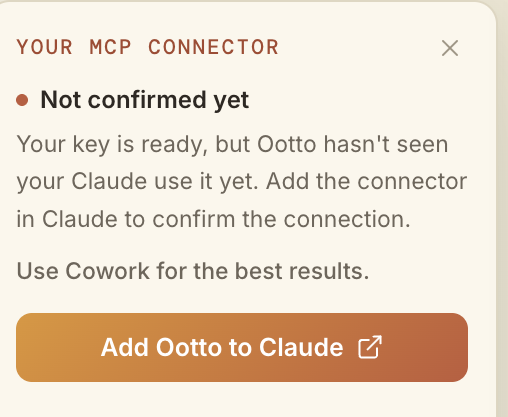 The connector card with Add Ootto to Claude button