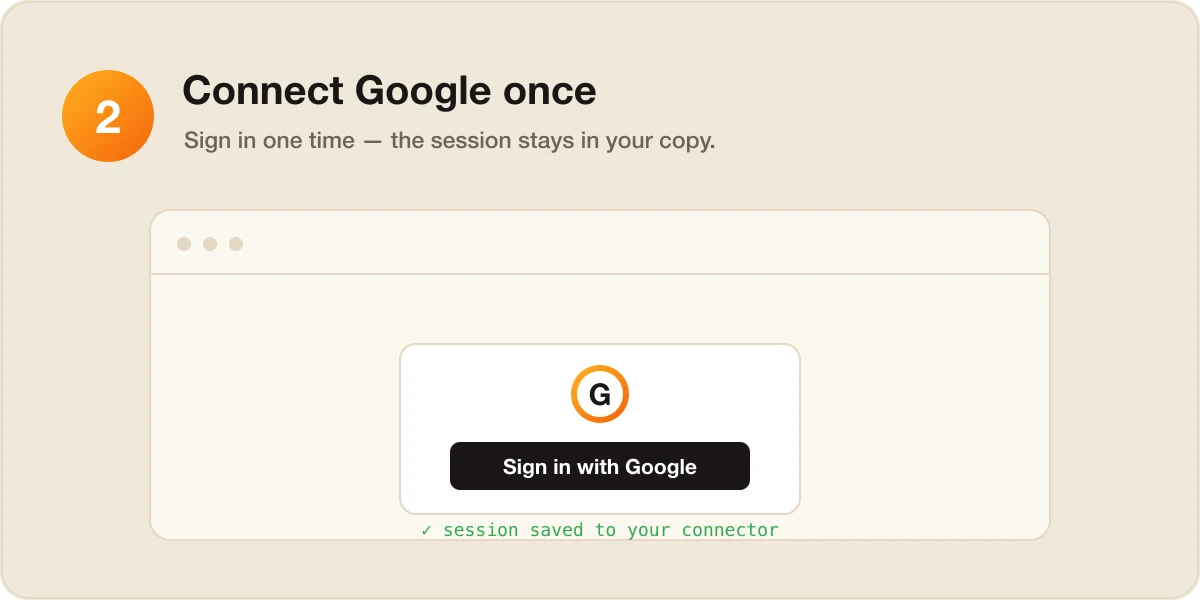Sign in to Google once so the connector can reach your notebooks